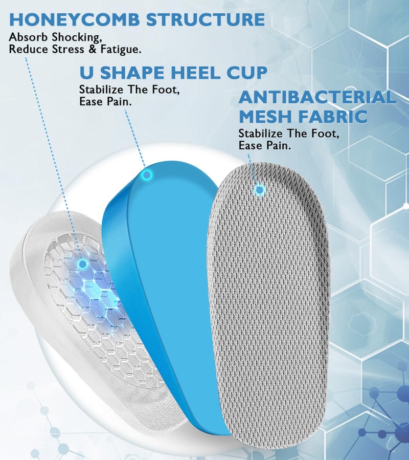 Ailaka Gel Height Increase Insoles, Shock Absorption Heel Cushion Pads, Height Lift Shoes Inserts for Men & Women - Image 2